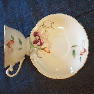 Tea Cup and Saucer made in occupied Japan Collectible Rare Pink White